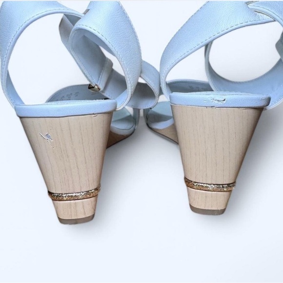 Franco Sarto Samina White Leather Wedge Sandals - Picture 7 of 8